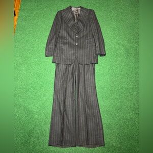 Vintage 3 Piece Suit 40R Pinstripe 40s 50s Wool 34x30 True Vintage Talon Zipper